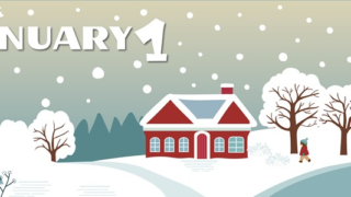 2024年1月縦型の日曜始まり 北欧チックなイラストのかわいいカレンダー