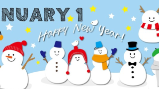 2024年1月縦型の月曜始まり スノーマンイラストのかわいいカレンダー