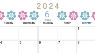 2024年6月横型の月曜始まり あじさいイラストのかわいいA4無料カレンダー