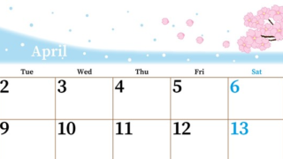 2024年4月横型の月曜始まり 春のイラストのおしゃれA4無料カレンダー