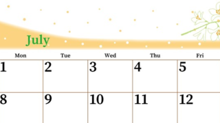 2024年7月横型の日曜始まり 白ユリのイラストがおしゃれなA4無料カレンダー