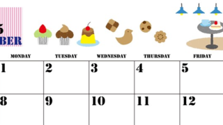 2025年9月横型の日曜始まり 食欲の秋イラストのかわいいA4無料カレンダー