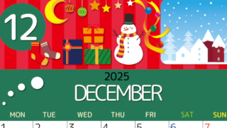2025年12月縦型の月曜始まり 雪だるまイラストのかわいいA4無料カレンダー