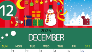 2025年12月縦型の日曜始まり 雪だるまイラストのかわいいA4無料カレンダー