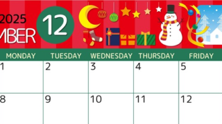 2025年12月横型の日曜始まり 雪だるまイラストのかわいいA4無料カレンダー