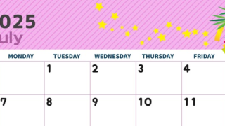 2025年7月横型の日曜始まり 天の川イラストのかわいいA4無料カレンダー