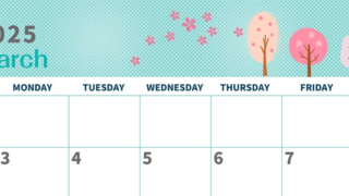 2025年3月横型の日曜始まり 桜の木イラストのかわいいA4無料カレンダー