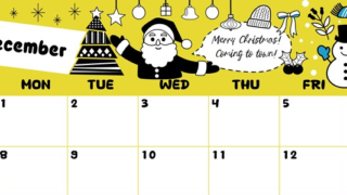 2025年12月横型の日曜始まり サンタのイラストがかわいいA4無料カレンダー