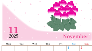 2025年11月縦型の月曜始まり シクラメンがおしゃれなイラストA4無料カレンダー