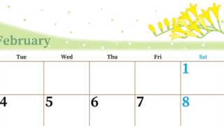 2025年2月横型の月曜始まり 黄色花がおしゃれなイラストA4無料カレンダー
