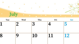 2025年7月横型の月曜始まり 白ユリのイラストがおしゃれなA4無料カレンダー