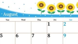 2025年8月横型の月曜始まり 季節の花イラストのおしゃれA4無料カレンダー