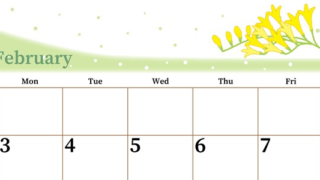 2025年2月横型の日曜始まり 黄色花がおしゃれなイラストA4無料カレンダー