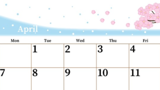 2025年4月横型の日曜始まり 春のイラストのおしゃれA4無料カレンダー