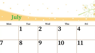 2025年7月横型の日曜始まり 白ユリのイラストがおしゃれなA4無料カレンダー