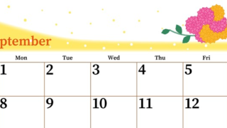 2025年9月横型の日曜始まり マリーゴールドがおしゃれなイラストA4無料カレンダー