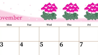 2025年11月横型の日曜始まり シクラメンがおしゃれなイラストA4無料カレンダー