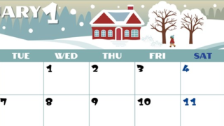 2025年1月横型の月曜始まり 北欧風なイラストのかわいいA4無料カレンダー