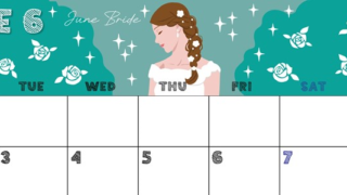 2025年6月横型の月曜始まり 白薔薇イラストのかわいいA4無料カレンダー