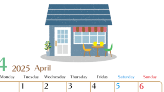 2025年4月縦型の月曜始まり 新生活イラストのおしゃれA4無料カレンダー