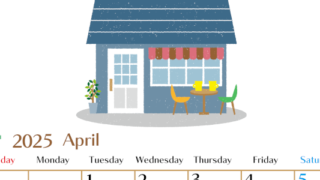 2025年4月縦型の日曜始まり 新生活イラストのおしゃれA4無料カレンダー