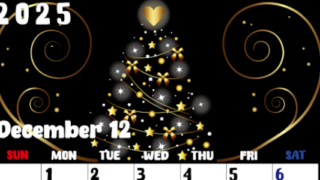 2025年12月縦型の日曜始まり ツリーイラストのかわいいA4無料カレンダー