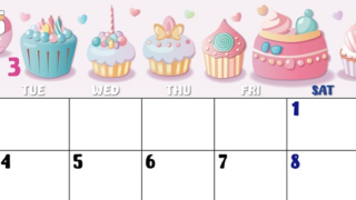 2025年3月横型の月曜始まり イラストのかわいいA4無料カレンダー