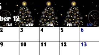 2025年12月横型の月曜始まり ツリーイラストのかわいいA4無料カレンダー