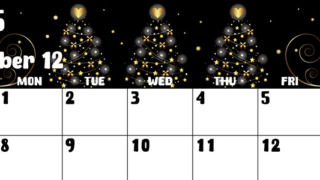 2025年12月横型の日曜始まり ツリーイラストのかわいいA4無料カレンダー