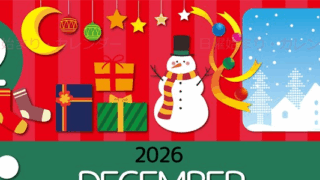 2026年12月縦型の日曜始まり 雪だるまイラストのかわいいA4無料カレンダー