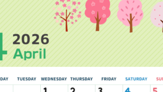 2026年4月縦型の月曜始まり 桜木イラストのかわいいA4無料カレンダー