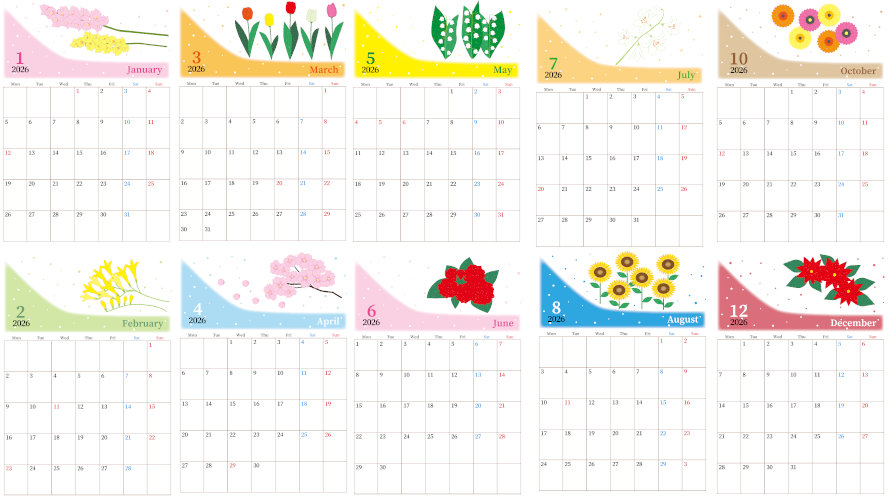 2026年は季節を感じられる草花のかわいいおしゃれで落ち着いたデザインのカレンダーで予定を立てませんか？