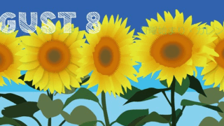 2026年8月縦型の月曜始まり 夏らしいイラストのかわいいA4無料カレンダー