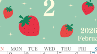 2026年2月縦型の日曜始まり いちごがかわいいイラストA4無料カレンダー