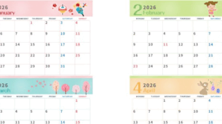 2026年の年間カレンダーはA4横型の月曜始まり♪行事整理に便利なかわいいデザイン！無料ダウンロード可能！