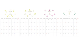 2026年版年間カレンダー♪A4縦型の月曜始まりで控えめな花イラストが上品！無料でダウンロードできます！