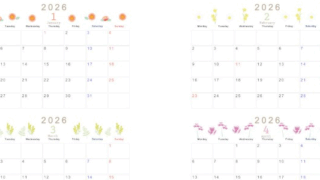 2026年の年間カレンダーはA4横型の月曜始まり♪シンプルでおしゃれな花イラストが魅力！無料ダウンロード可能！