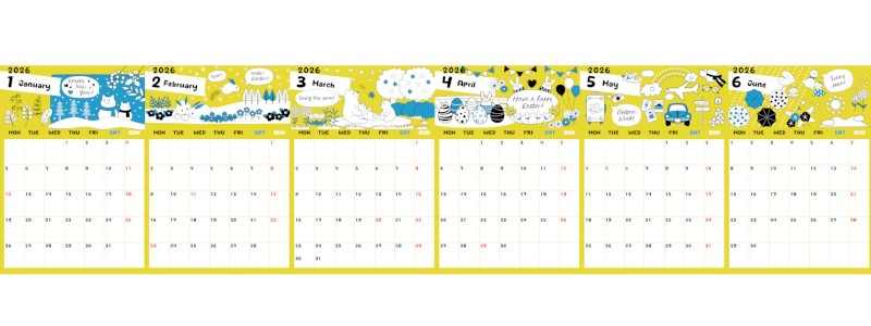 2026年版年間カレンダー♪A4縦型の月曜始まりでかわいい北欧イラストが魅力！無料でダウンロードできます！
