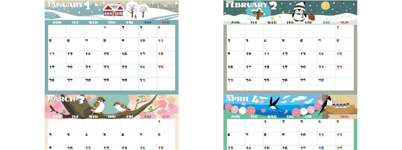 2026年の年間カレンダーはA4横型の月曜始まり♪スケジュール管理が楽しくなるカラフルデザイン！無料ダウンロード可能！