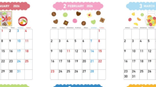 年間カレンダー2026はA4縦型の月曜始まり♪ポップな色使いで気分が明るくなるデザイン！無料ダウンロード可能！