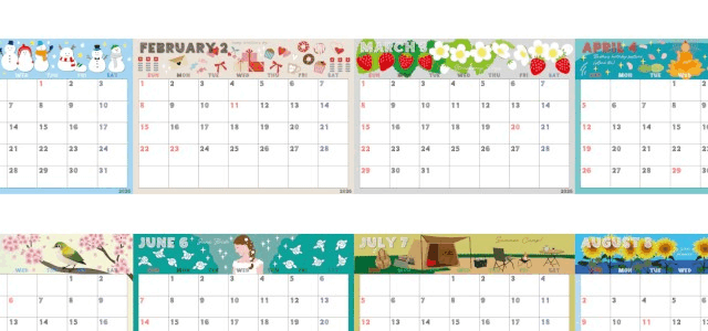 A4一枚で使える2026年間カレンダー♪横向きの日曜始まりで計画が立てやすい実用デザイン！無料ダウンロードできます！