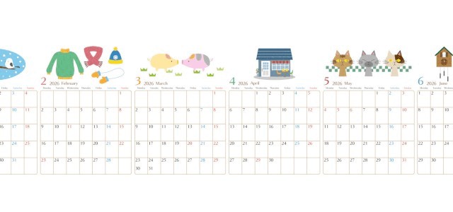 2026年版年間カレンダー♪A4縦型の月曜始まりでおしゃれで使いやすい大人かわいい構成！無料でダウンロードできます！