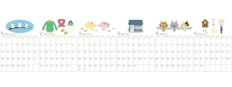 2026年版年間カレンダー♪A4縦型の月曜始まりでおしゃれで使いやすい大人かわいい構成！無料でダウンロードできます！