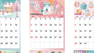 2026年間カレンダー♪A4縦型の日曜始まりで色鮮やかなカラフルデザイン！無料ダウンロード可能！