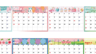 A4一枚で使える2026年間カレンダー♪横向きの日曜始まりで毎日を明るくするポップデザイン！無料ダウンロードできます！