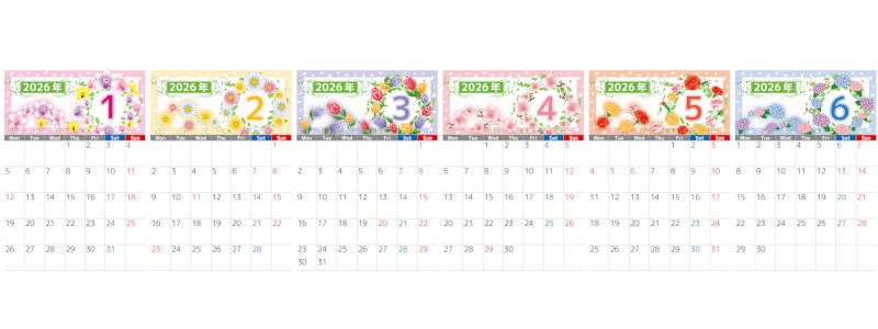 2026年版年間カレンダー♪A4縦型の月曜始まりで壁に飾りやすい美しいデザイン！無料でダウンロードできます！
