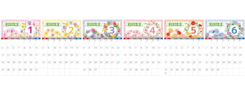 A4縦型で使える2026年間カレンダー♪日曜始まりで充実したスケジュール管理ができる構成！無料ダウンロードできます！