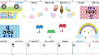 2026年の卓上カレンダー(5月・6月)は月曜始まり♪おしゃれなイラスト付き♪折り方が分かりやすいガイド付：無料(2026-000305-0631)