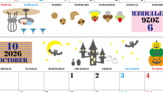 2026年の卓上カレンダー(9月・10月)は月曜始まり♪おしゃれなイラスト付き♪折り方が分かりやすいガイド付：無料(2026-000309-1031)