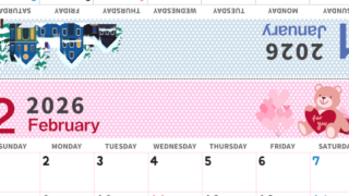 2026年の卓上カレンダー(1月・2月)は日曜始まり♪おしゃれなA4サイズでプリント可♪作り方が分かりやすい：無料(2026-000601-0230)